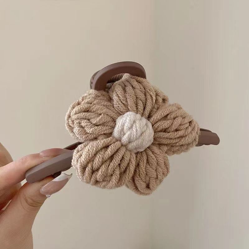 Knit Flower Hair Claw