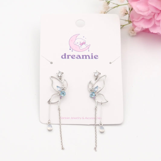 Blue Butterfly Drop Earrings
