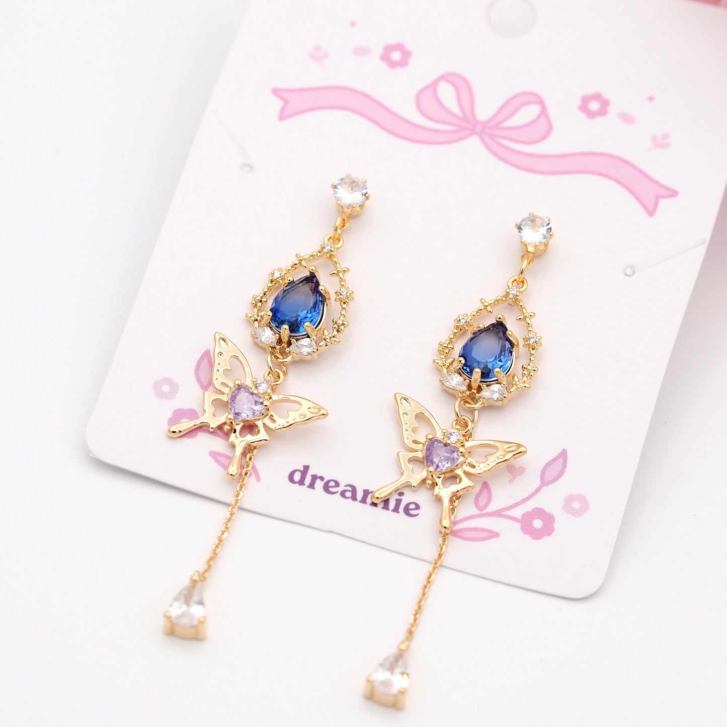 Crystal Flutter Earrings - gold