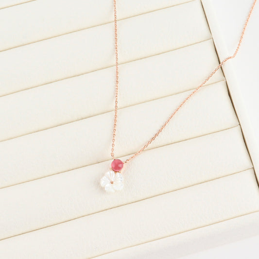 Ruby Flower Shine Necklace