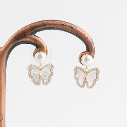 Ethereal Shell Butterfly Earrings