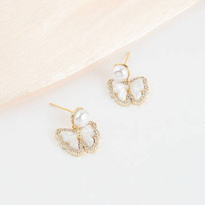 Ethereal Shell Butterfly Earrings