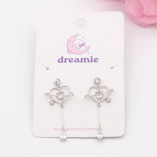 Universe Love Heart Earrings - Silver