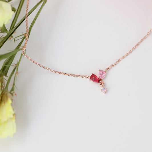 Two-tone Rosy Heart Necklace