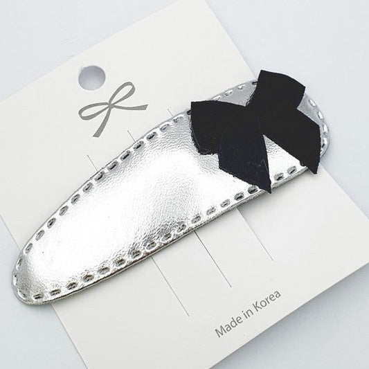 Girly Silver Ribbon Side Hairpin