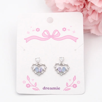 Two-tone Silver Heart Earrings