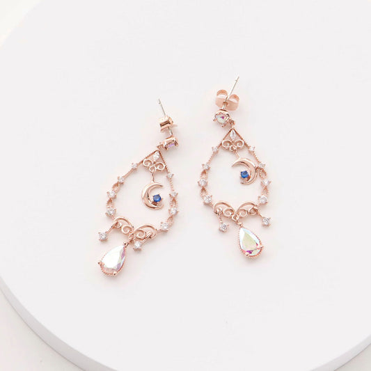 To The Moon Drop Earrings - Rose gold