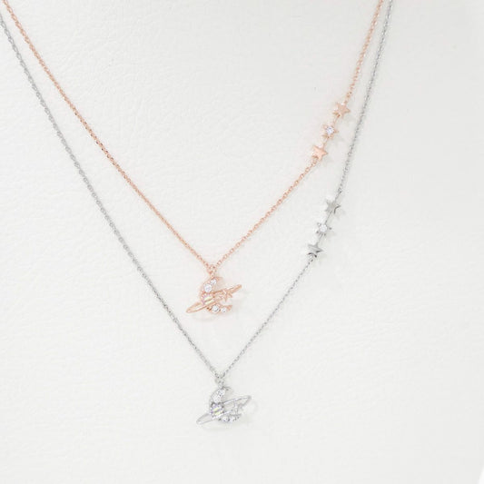 Starry Moonbeam Necklace - Rose gold