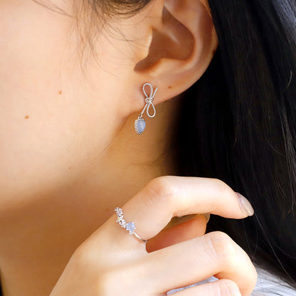 Ribbon Blue Cubic Earrings
