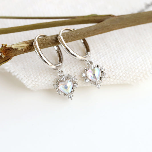 Little Heart Drop Earrings - silver