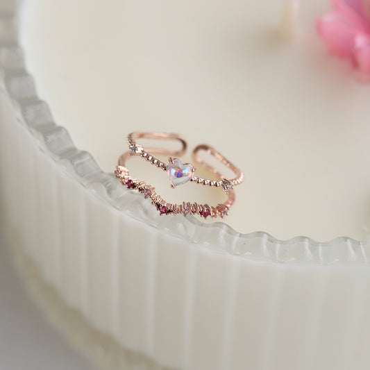 Love's Embrace Layered Ring - rose gold