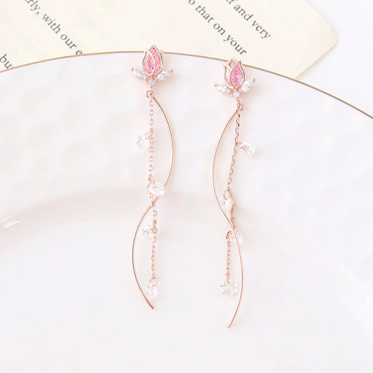 Rosy Tulip Charmed Drops Earrings