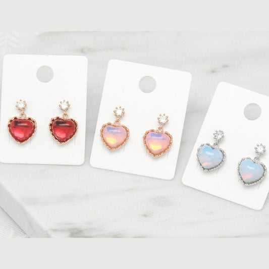 Heart Cubic Drop Earrings