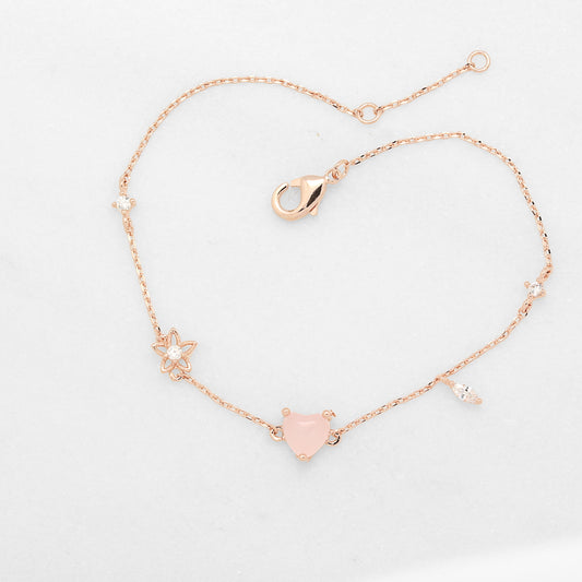 Lovely Pink Heart Cubic Bracelet