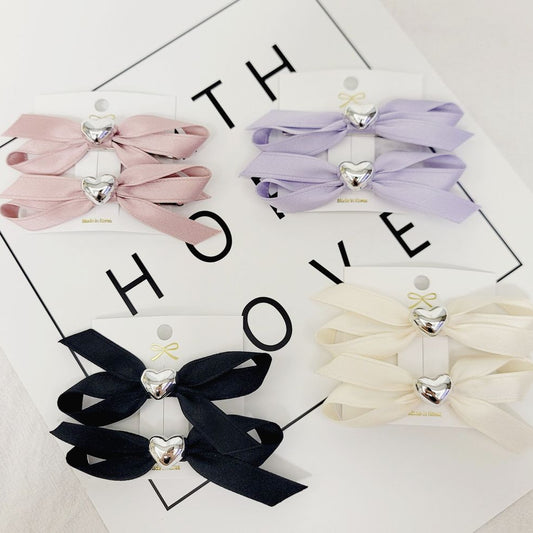 Heart Ribbon Side Hairpin Set