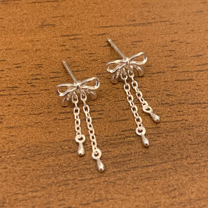 925 Silver Mini Ribbon Drop Earrings