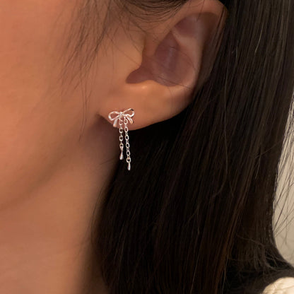 925 Silver Mini Ribbon Drop Earrings