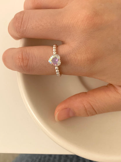 925 Silver Aurora Heart Glow Ring