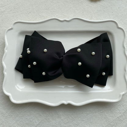 Satin Pearl Ribbon Hair Clip