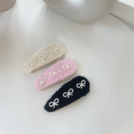 Ribbon Pearl Snap Hairpin