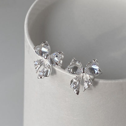 925 Silver Sparkling Bow Earrings