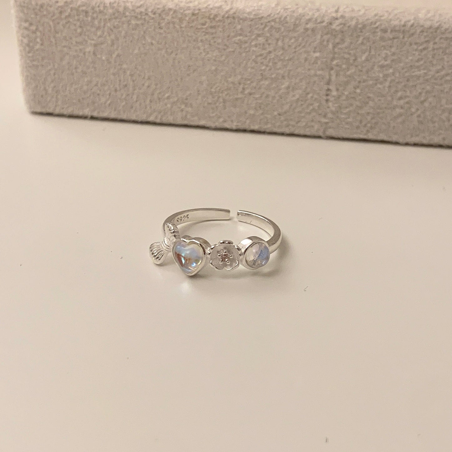 925 Silver Aurora Bloom Heart Ring