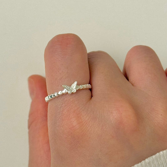 925 Silver Butterfly Kiss Ring
