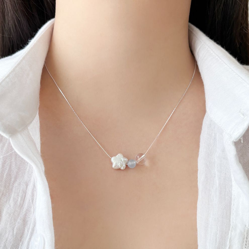 pearl silver necklace