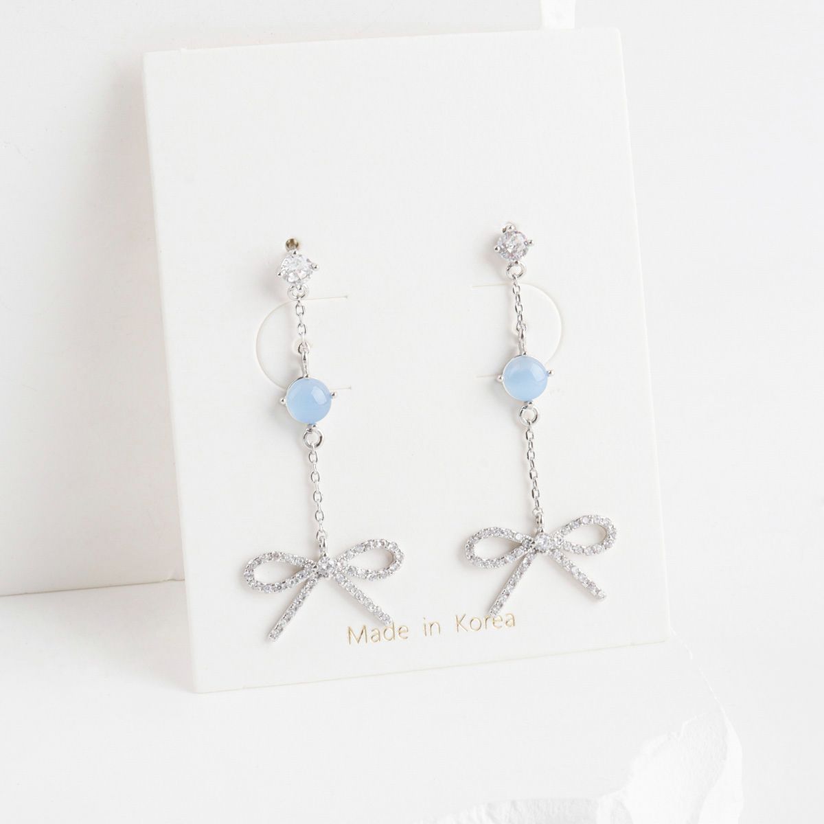 Soft Spark Ribbon Earrings - Silver