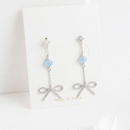 Soft Spark Ribbon Earrings - Silver