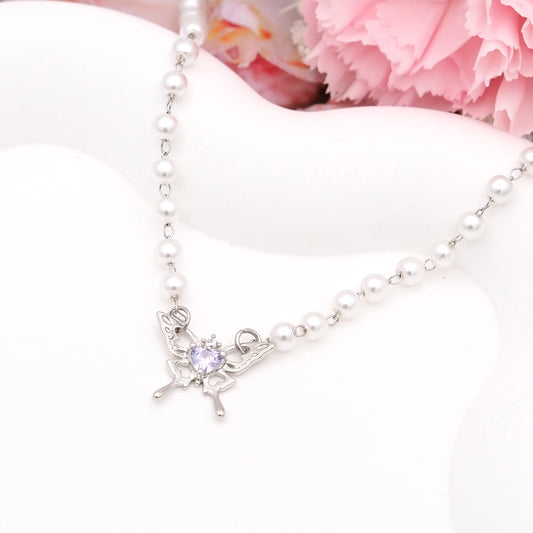 Lilac Flutter Choker Necklace