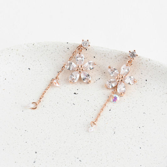 Flower Cubic Drop Earrings