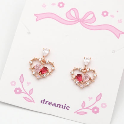 Two-tone Rosy Heart Earrings