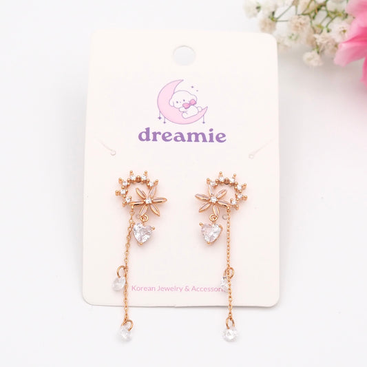 Cubic Flower Vine Drops Earrings