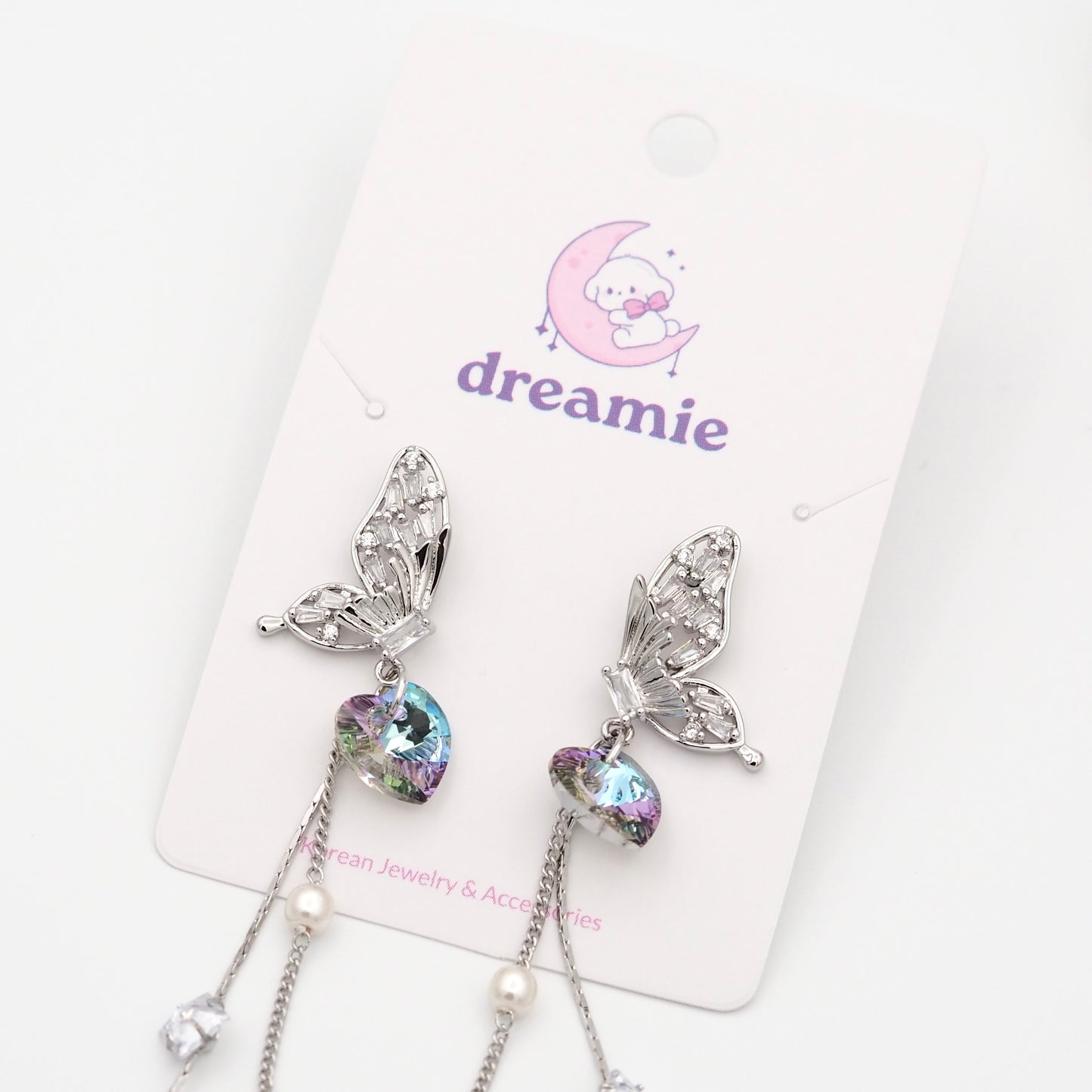 Swarovski Butterfly Long Earrings - Purple