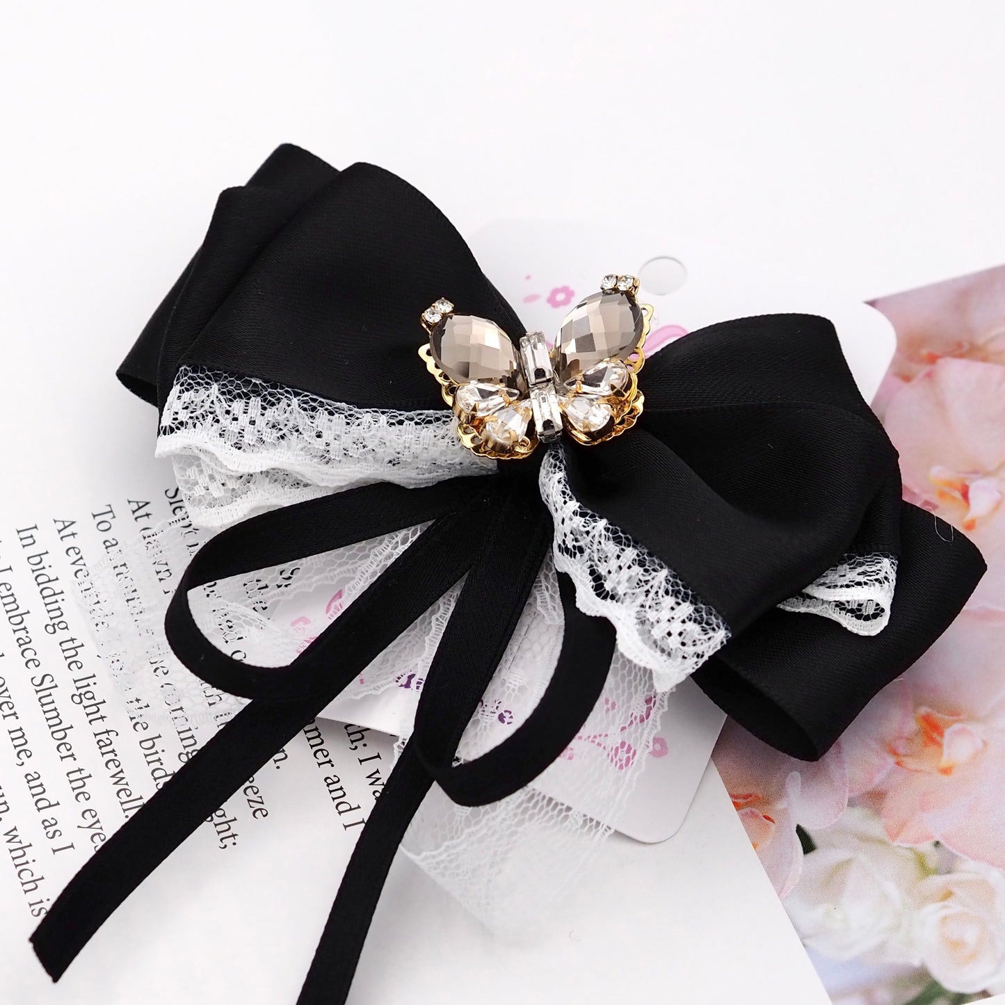 Crystal Wings Bow Hair Clip