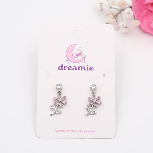 Pink Crystal Bloom Earrings
