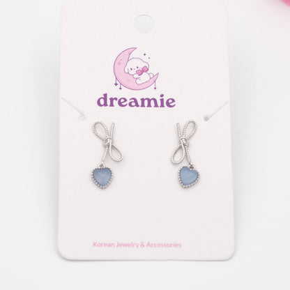 Ribbon Blue Cubic Earrings