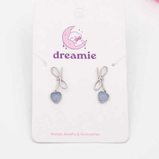 Ribbon Blue Cubic Earrings