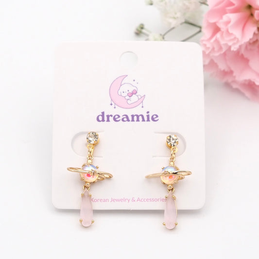 Pink Planet Galaxy Clip-on Earrings