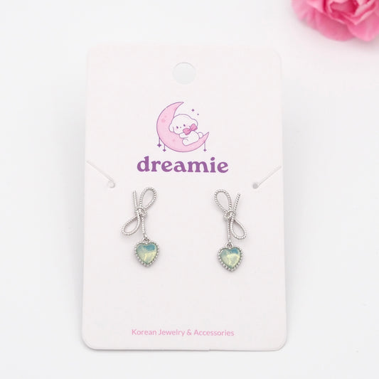 Ribbon Mint Cubic Earrings