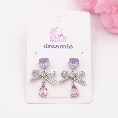 Bow Lilac Drop Earrings