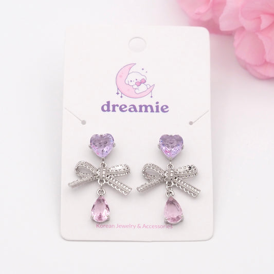 Bow Lilac Drop Earrings