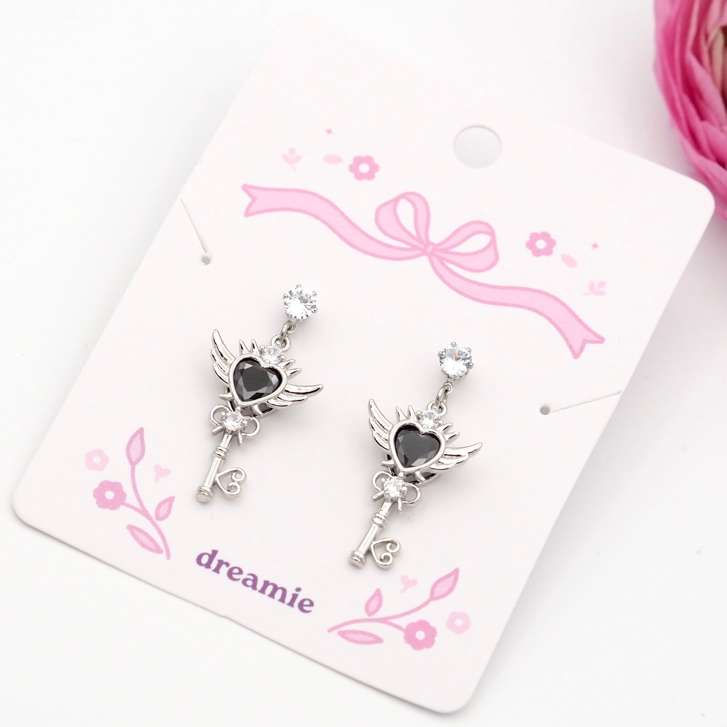 Sailor Moon Heart Earrings - Black