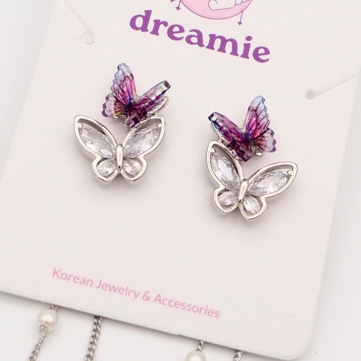 Graceful Butterfly Pearls Drop Earrings