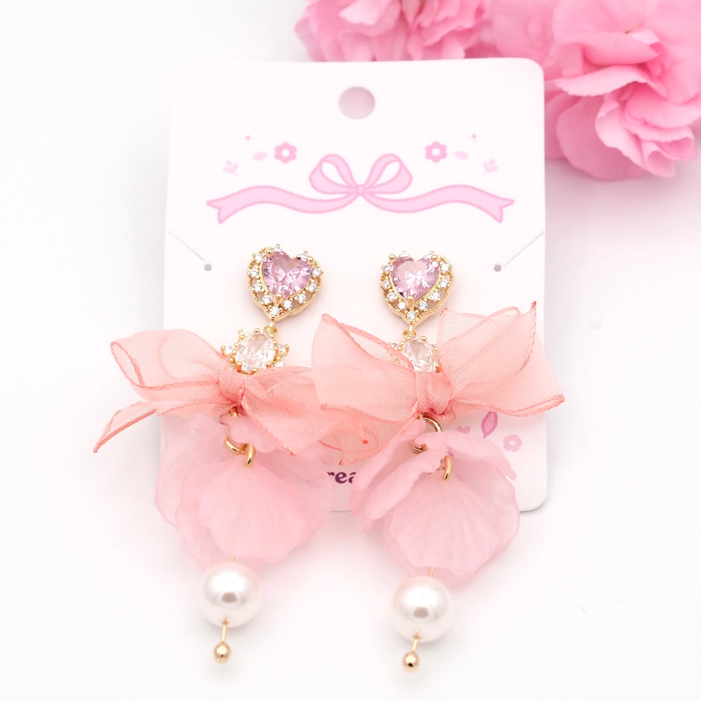 Bloomie Bow Earrings - Pink