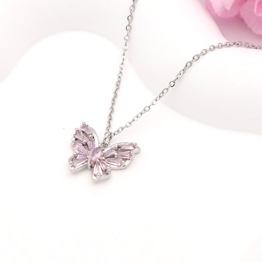 Butterfly Rosy Cubic Necklace