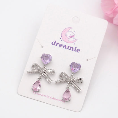 Bow Lilac Drop Earrings