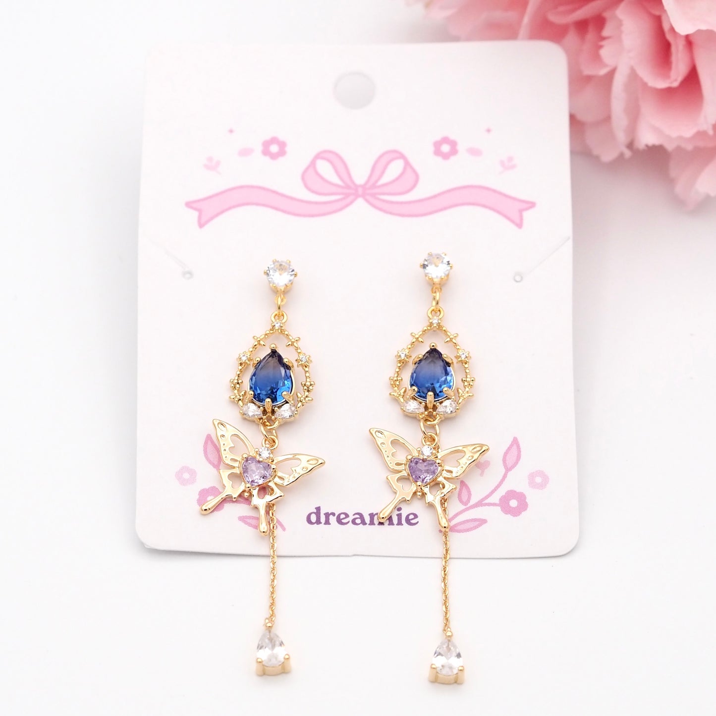 Crystal Flutter Earrings - gold