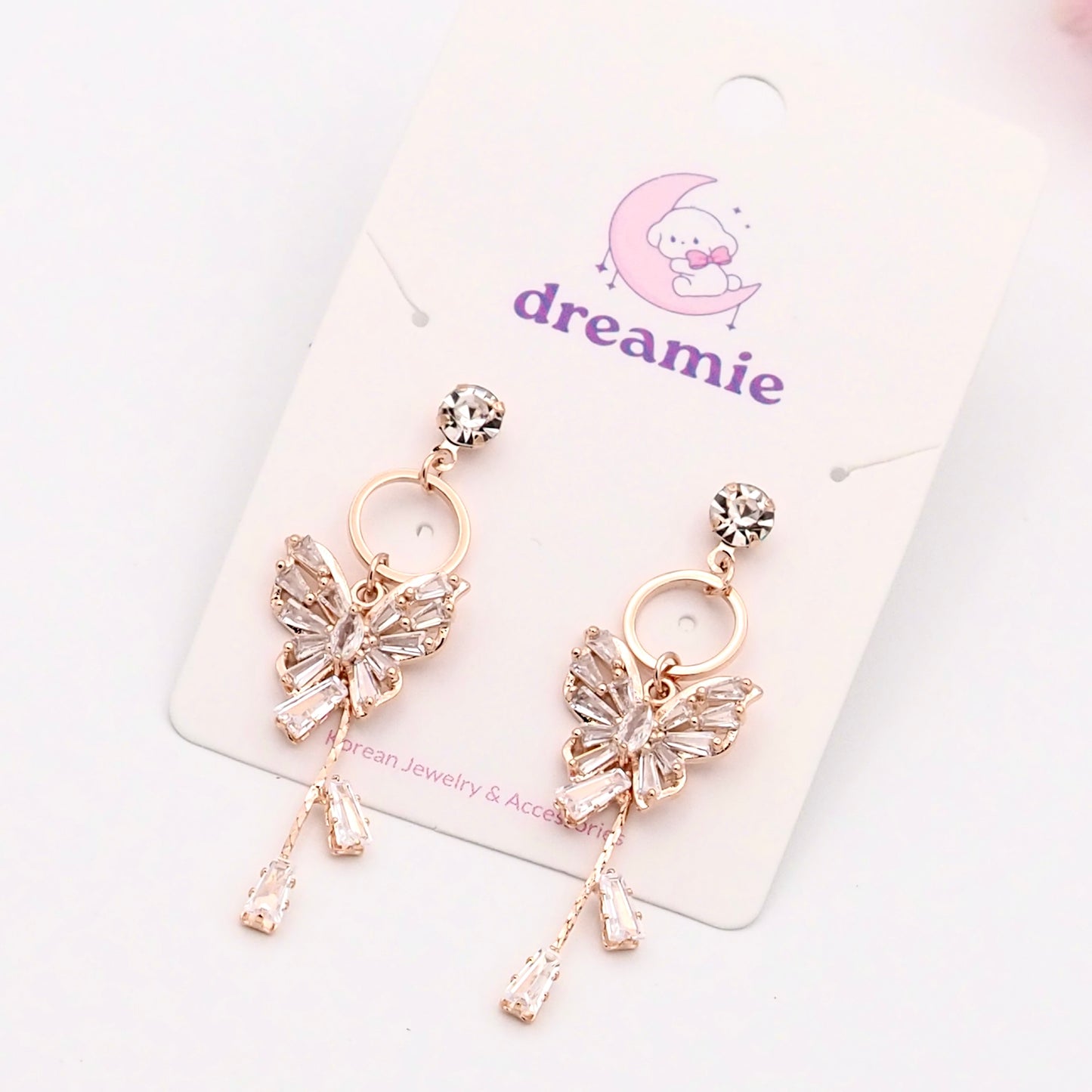 Glimmering Butterfly Drop Earrings